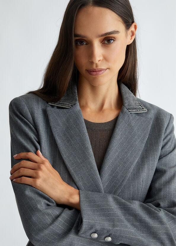 Liu Jo Blazer in twill gessato e denim Offerte esclusive