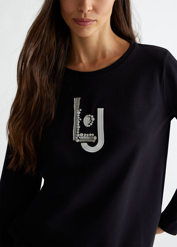 Liu Jo Felpa con logo e strass Promozione