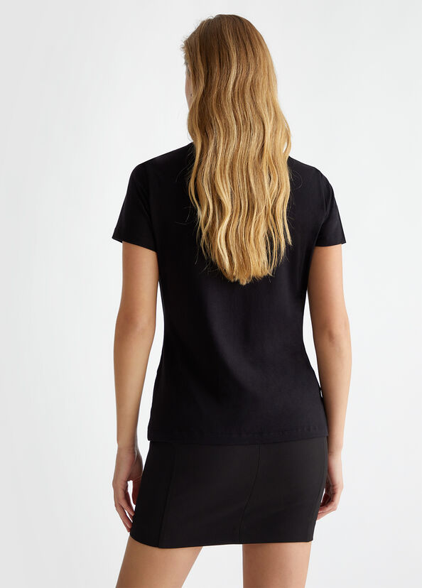 Liu Jo T-shirt in cotone con strass Offerta Anniversario