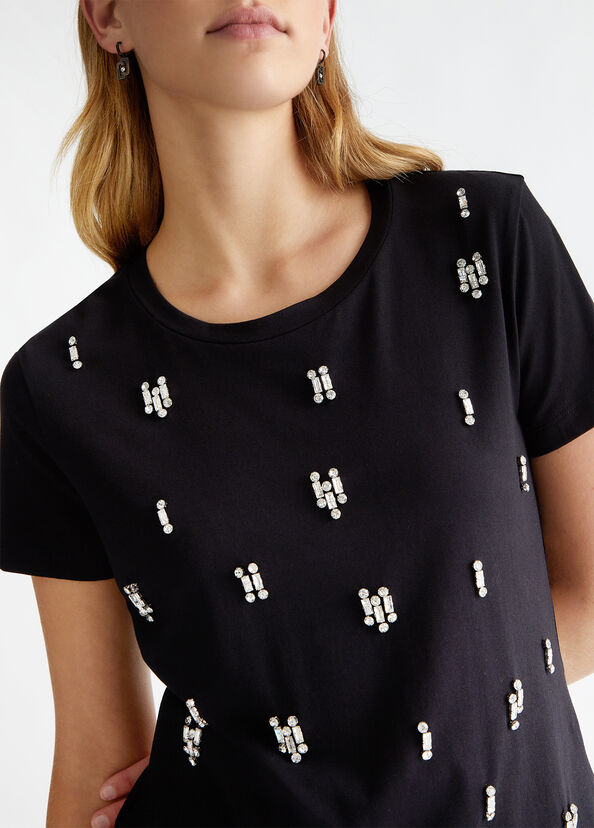 Liu Jo T-shirt in cotone con strass Offerta Anniversario