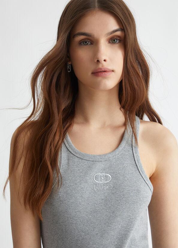 Liu Jo Top a costine con logo Vendita calda