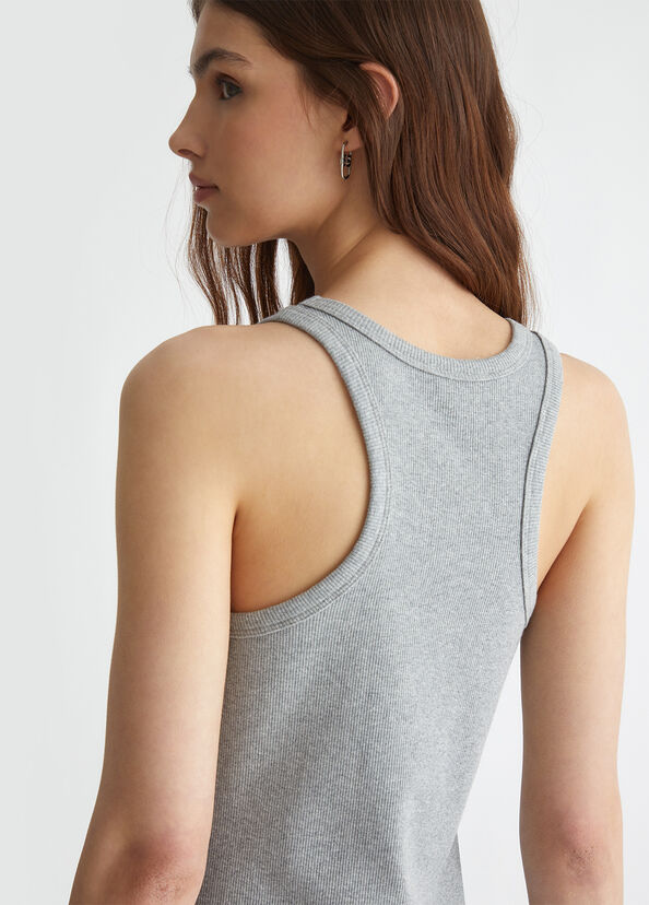 Liu Jo Top a costine con logo Vendita calda