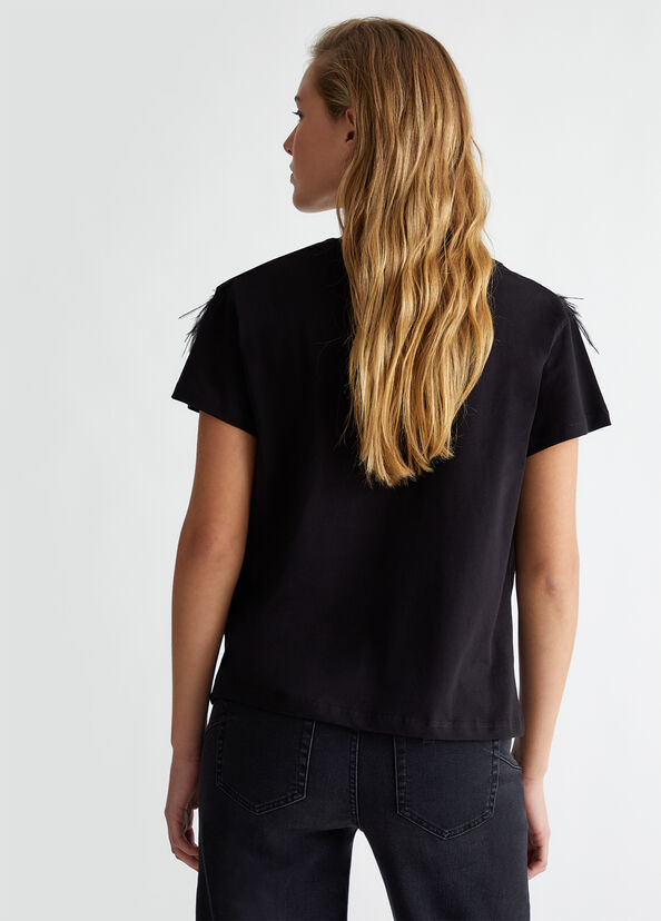 Liu Jo T-shirt con piume gioiello Offerte esclusive