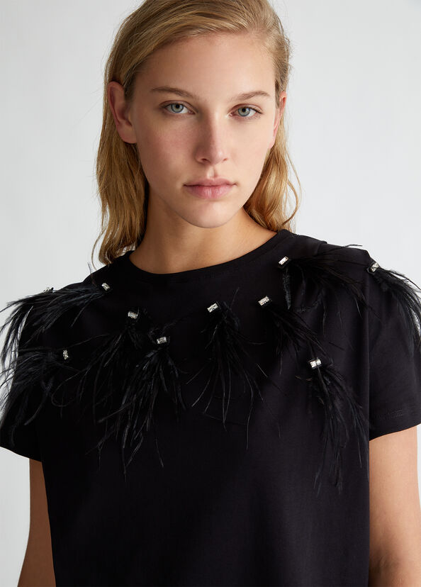 Liu Jo T-shirt con piume gioiello Offerte esclusive