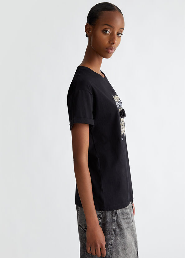 Liu Jo T-shirt con ricamo e applicazioni Ritorno libero