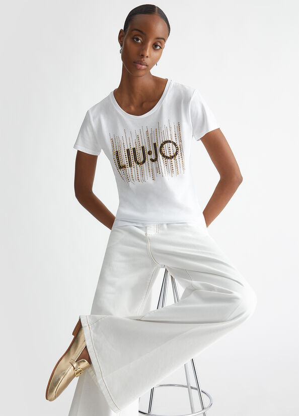 Liu Jo T-shirt con logo e strass Rilascio limitato