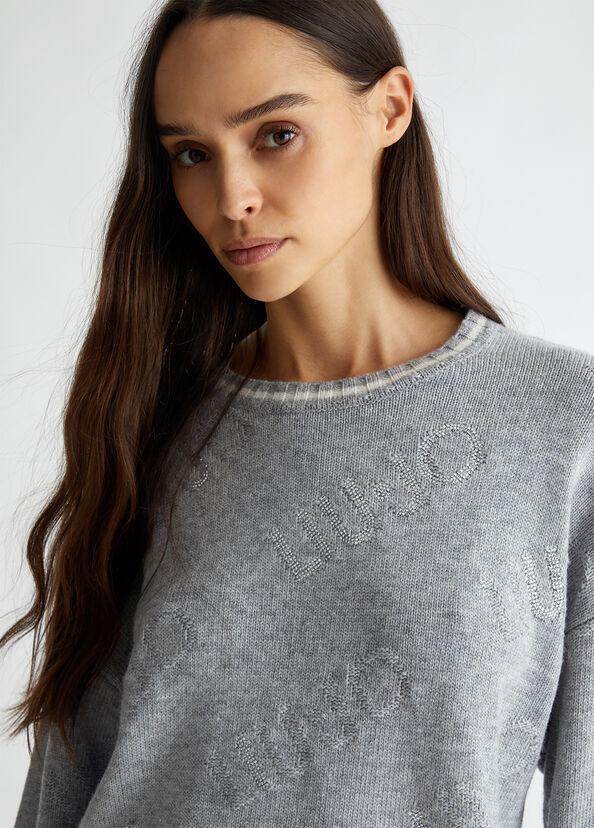 Liu Jo Maglia in misto lana con logo Shopping Online