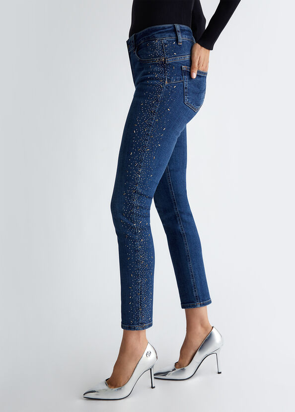 Liu Jo Jeans skinny bottom up con strass Moda