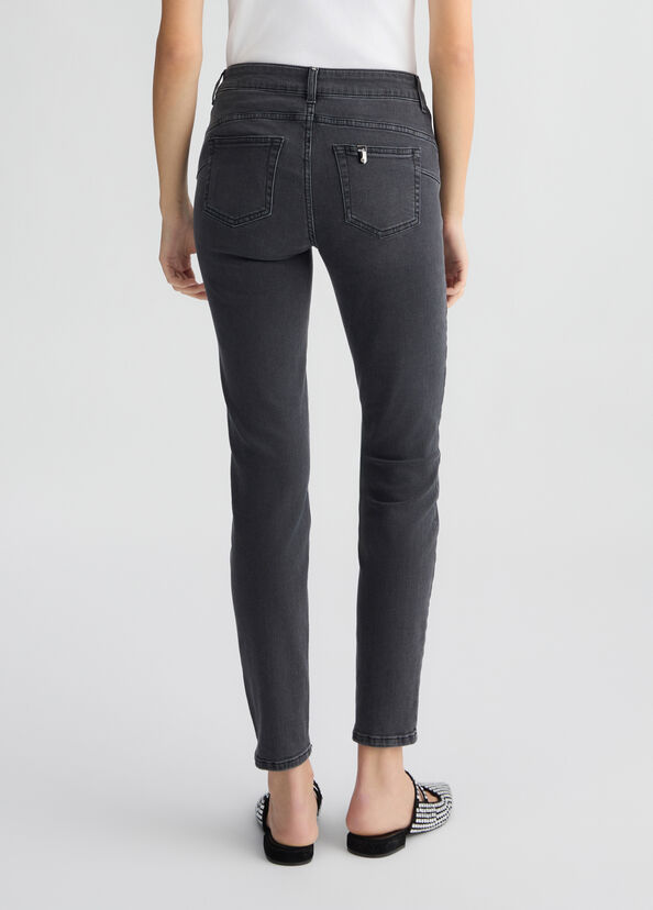 Liu Jo Jeans skinny grigio con strass Grande vendita