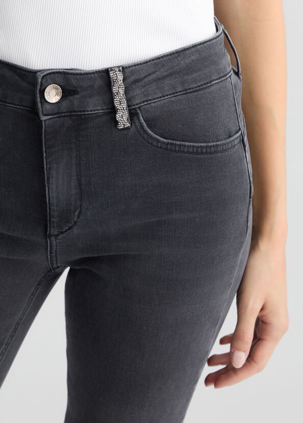 Liu Jo Jeans skinny grigio con strass Grande vendita