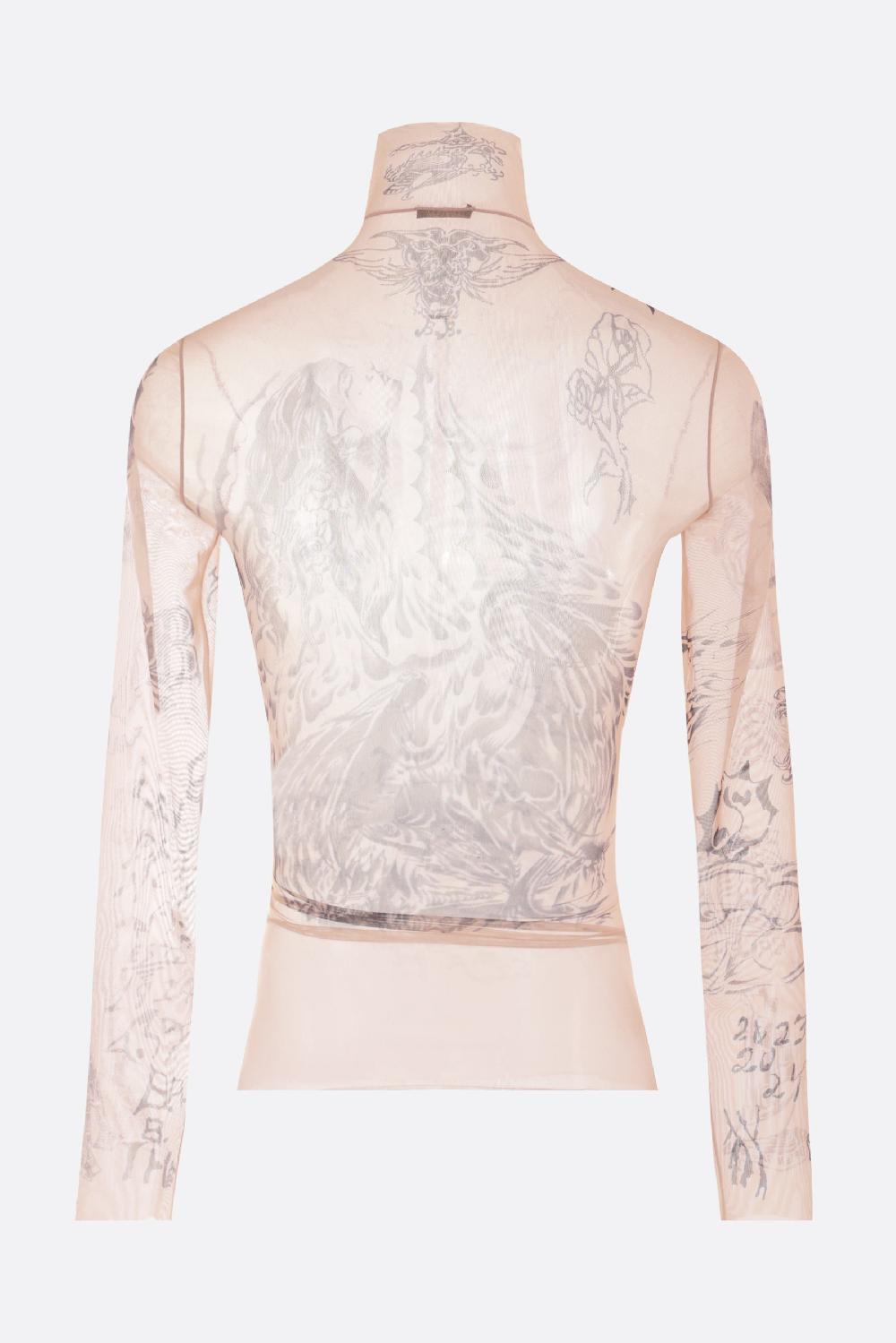 BALENCIAGA dolcevita in mesh stampa tat Offerta temporanea