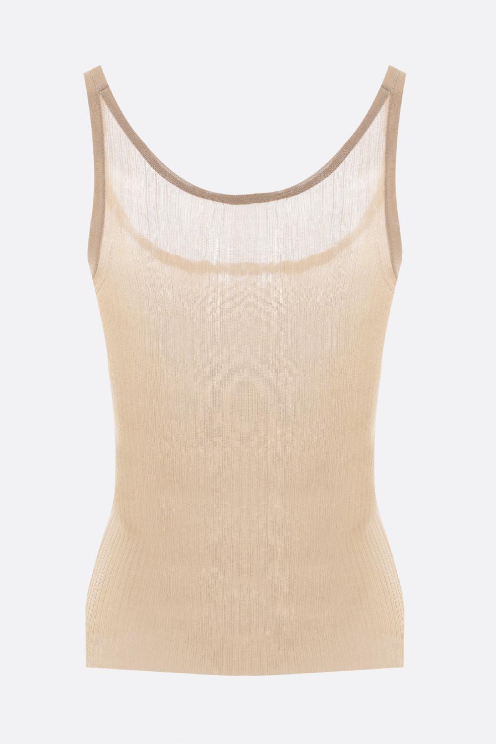 MAX MARA top smanicato Bastia in seta a costine Rilascio limitato