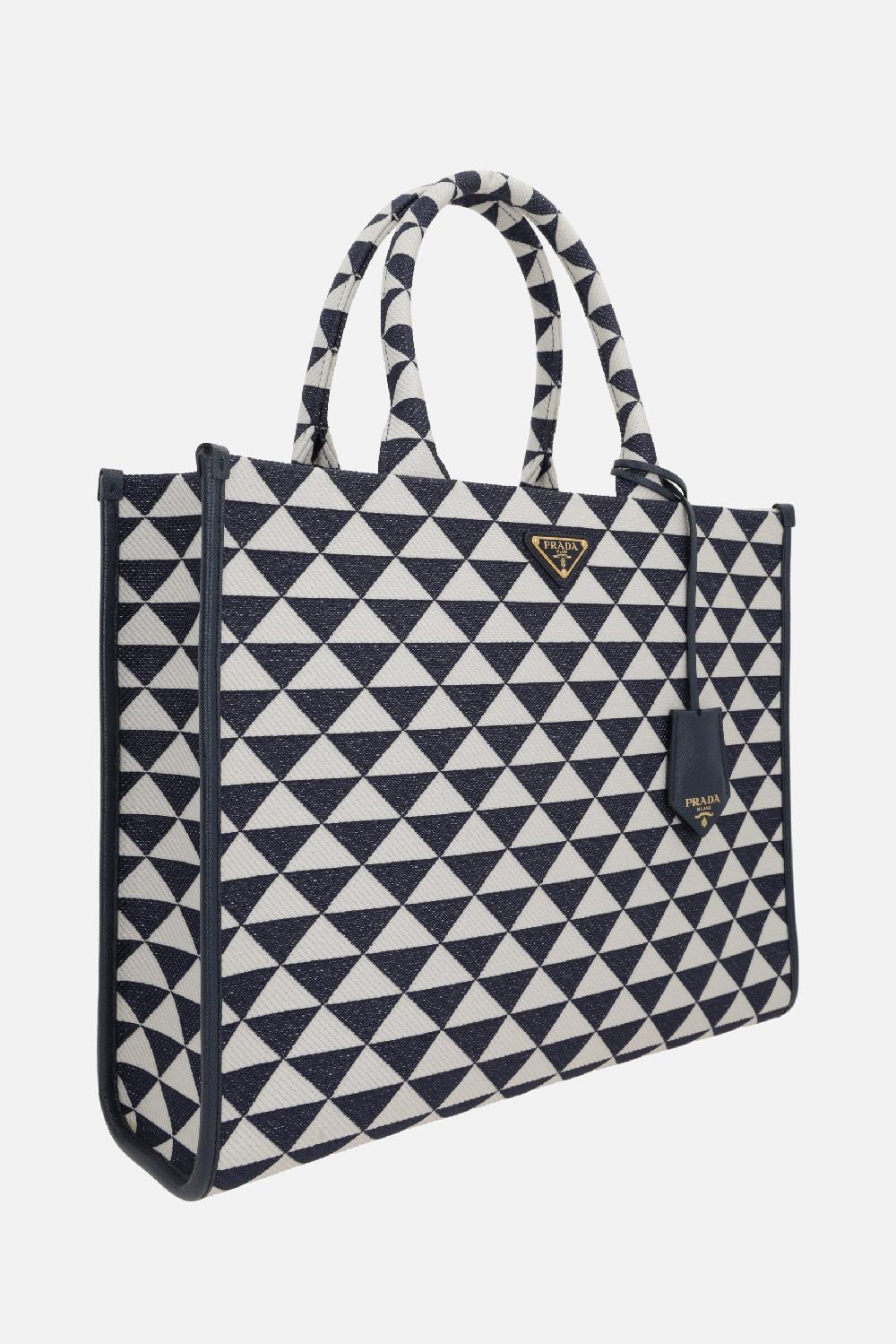 PRADA borsa tote Prada Symbole large in jacquard Fino al 55% di sconto