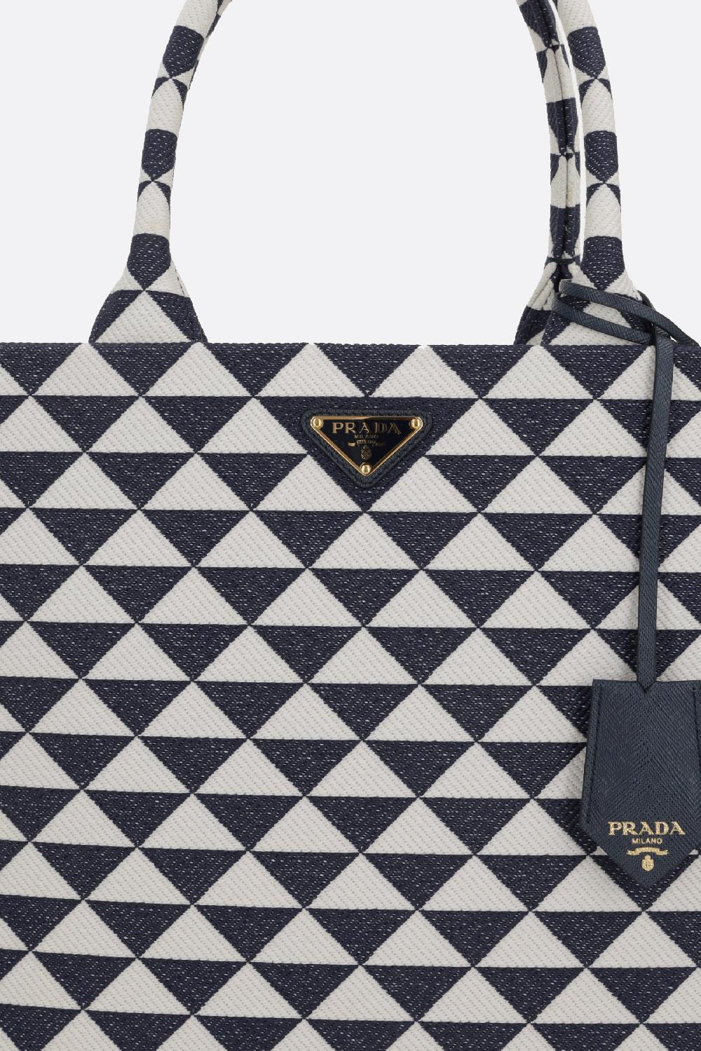 PRADA borsa tote Prada Symbole large in jacquard Fino al 55% di sconto