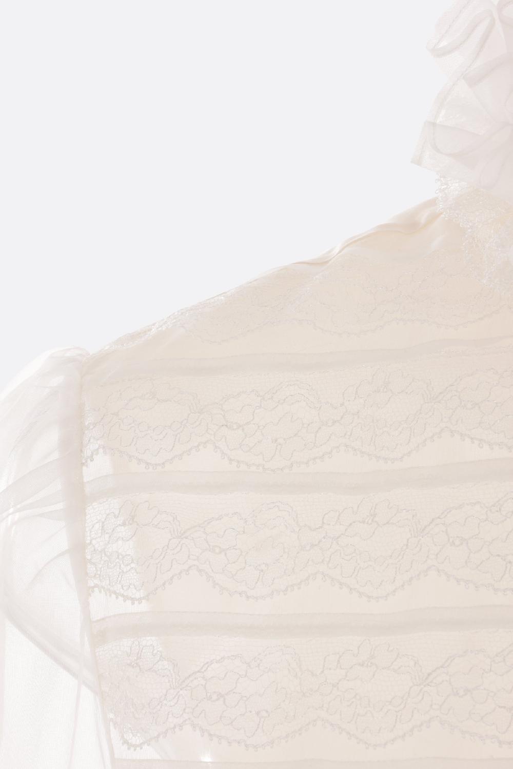 VALENTINO GARAVANI camicia in shantung organza e pizzo Soddisfazione Garantita