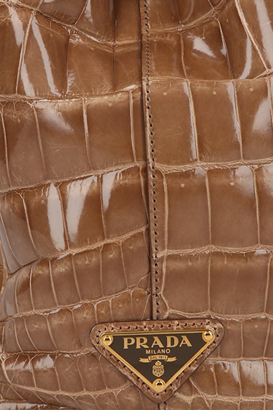 PRADA borsa a mano in pelle di coccodrillo lucido Presa