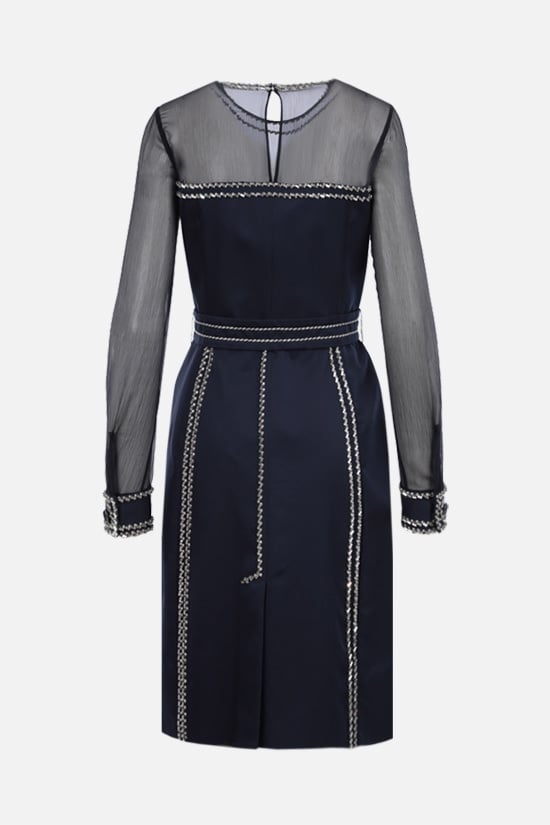 PRADA abito corto in radzmire e chiffon con cristalli Offerta speciale