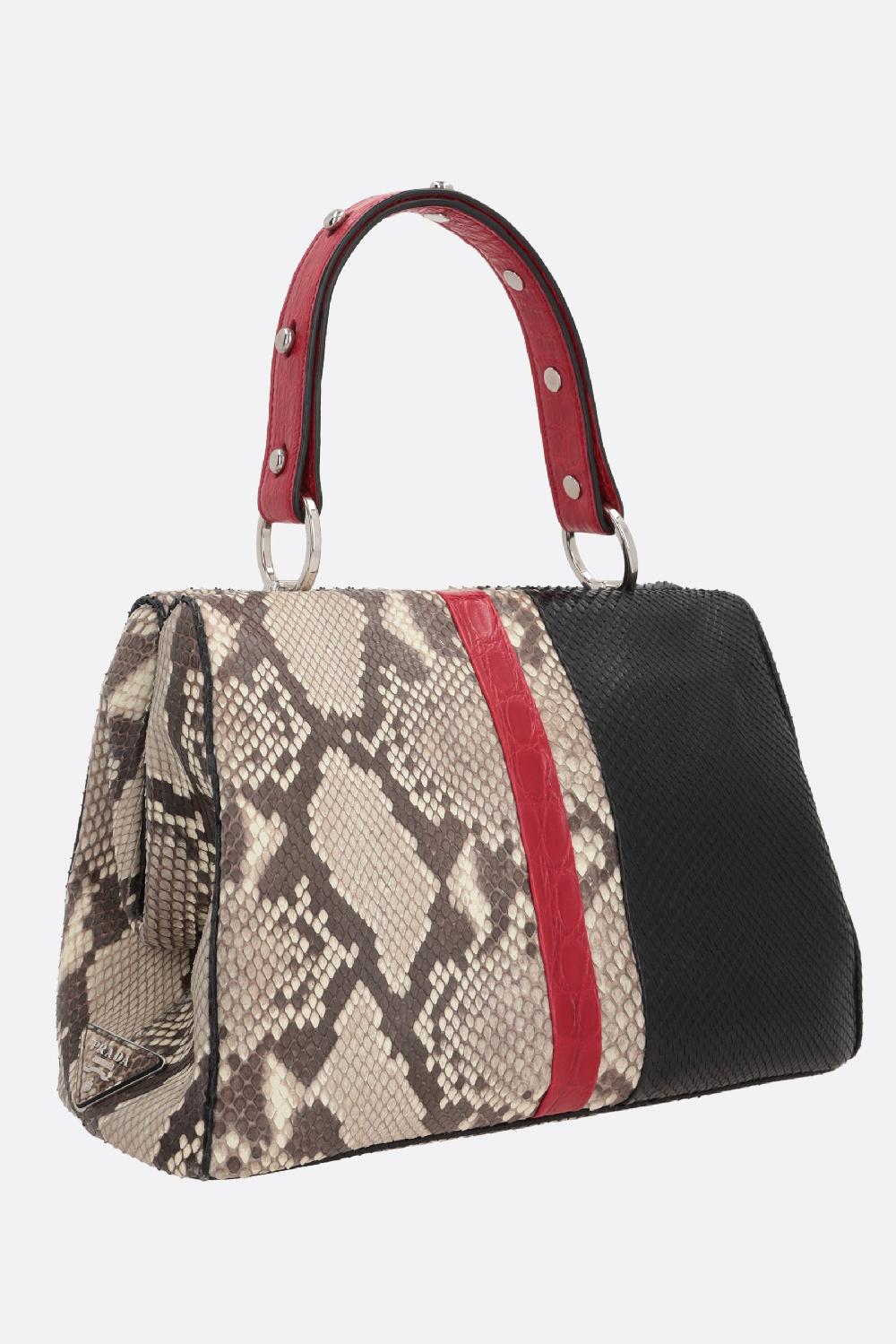 PRADA borsa a mano in pelle di pitone e coccodrillo Vendite stagionali