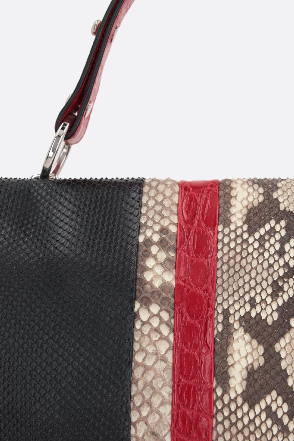 PRADA borsa a mano in pelle di pitone e coccodrillo Vendite stagionali