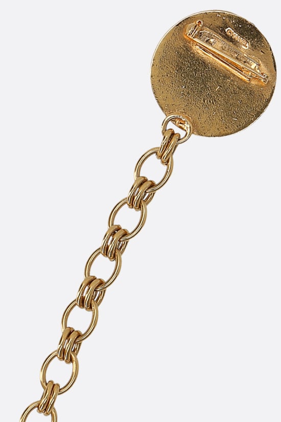 CHANEL VINTAGE WOMAN spilla in metallo con doppio medaglione e catena Cyber Monday