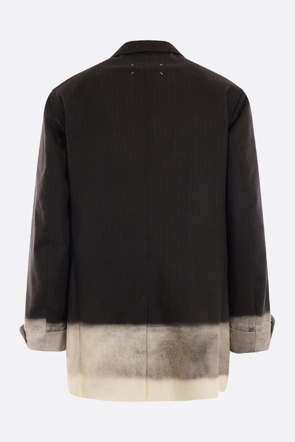 MAISON MARGIELA giacca monopetto in cotone gessato trompe l'oeil Offerta Pasqua