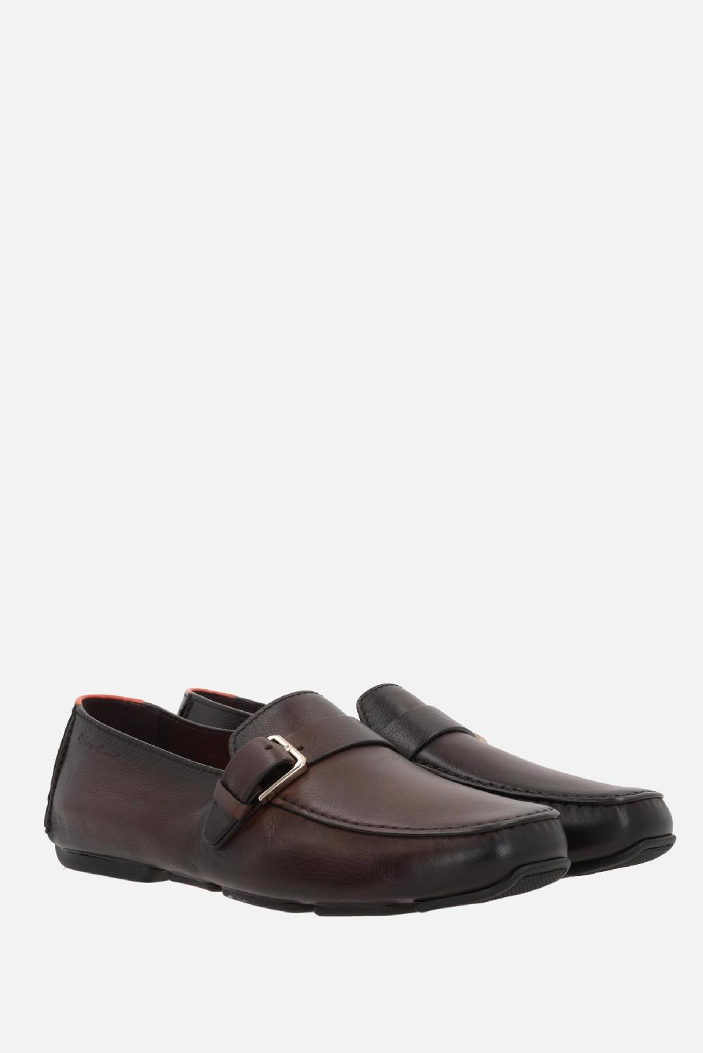 SANTONI mocassino in pelle liscia con fibbia Offerte stagionali