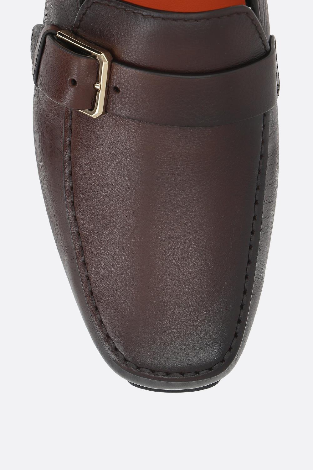 SANTONI mocassino in pelle liscia con fibbia Offerte stagionali