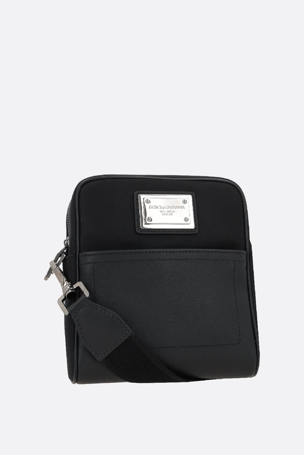 DOLCE & GABBANA borsa a tracolla in nylon e pelle martellata Fino al 60% di sconto