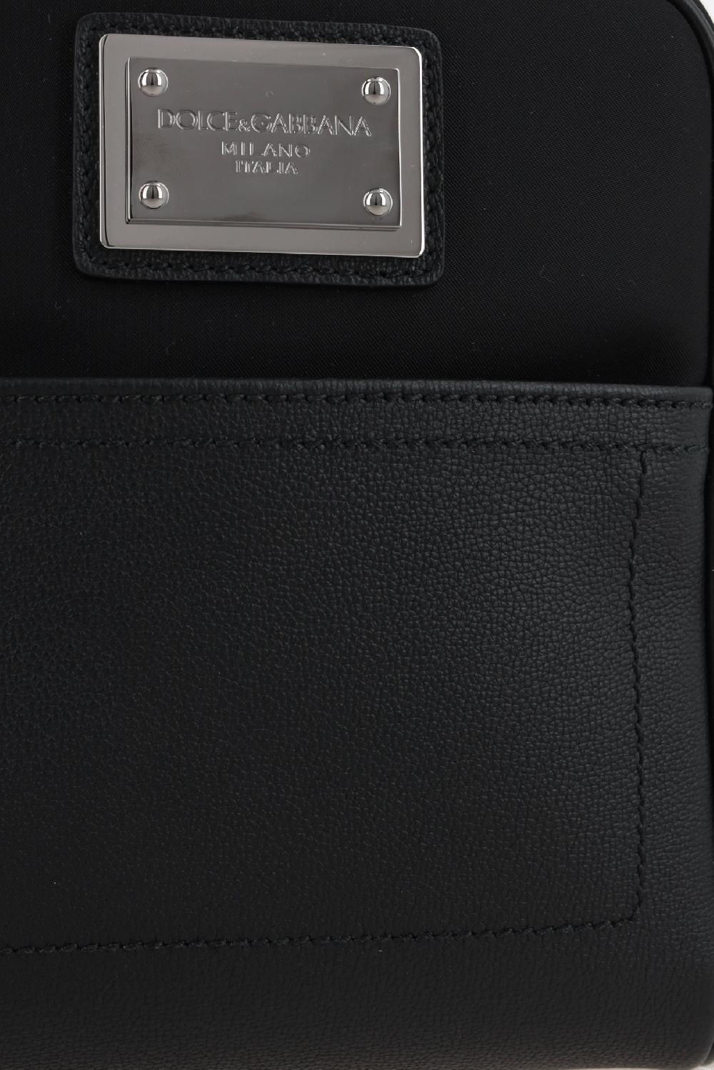 DOLCE & GABBANA borsa a tracolla in nylon e pelle martellata Fino al 60% di sconto