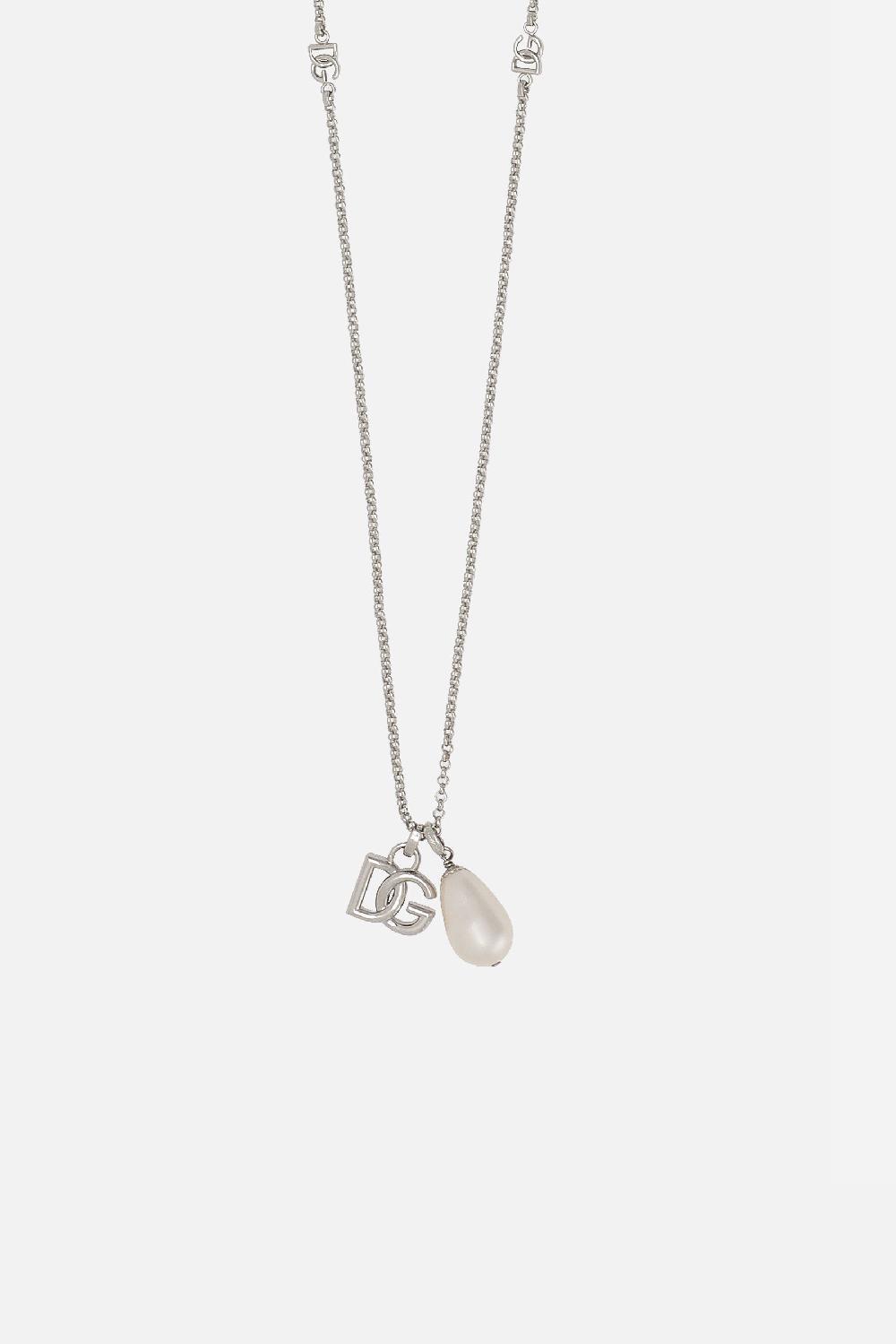 DOLCE & GABBANA collana a catena in ottone con goccia e logo DG Fino al 65% di sconto