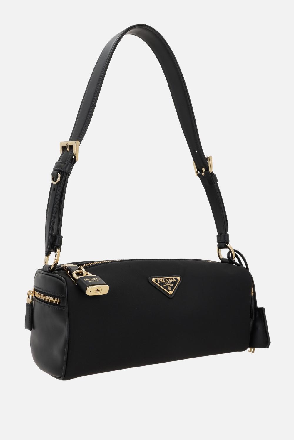 PRADA borsa a spalla media in Re-Nylon e pelle liscia Offerta migliore