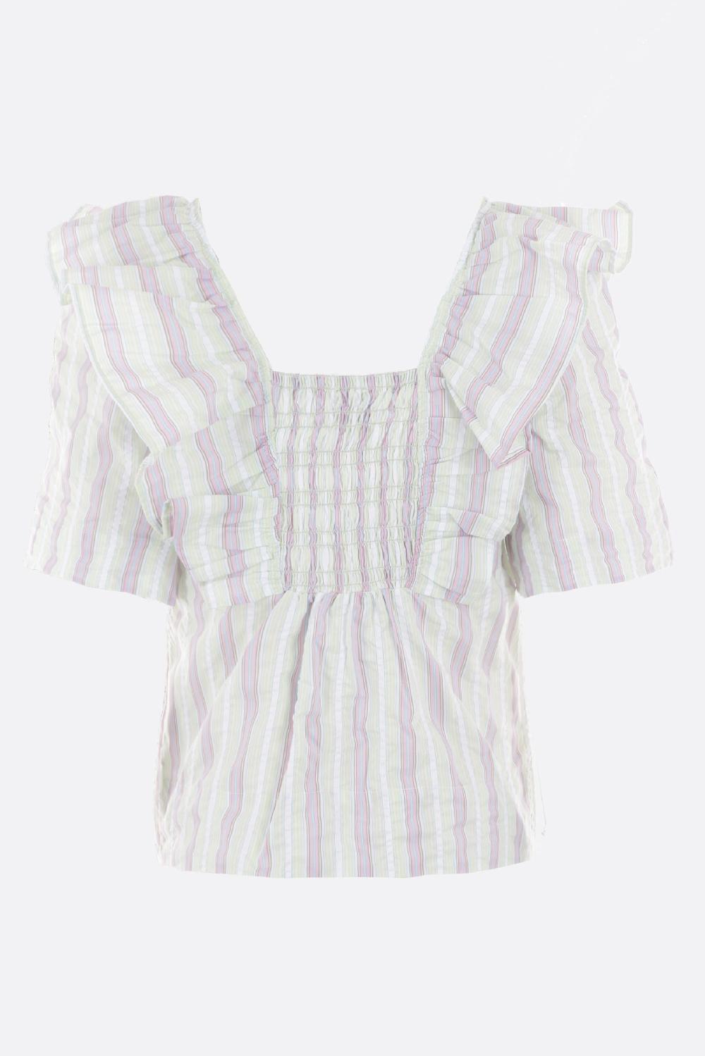 GANNI top in cotone seersucker Acquista Ora