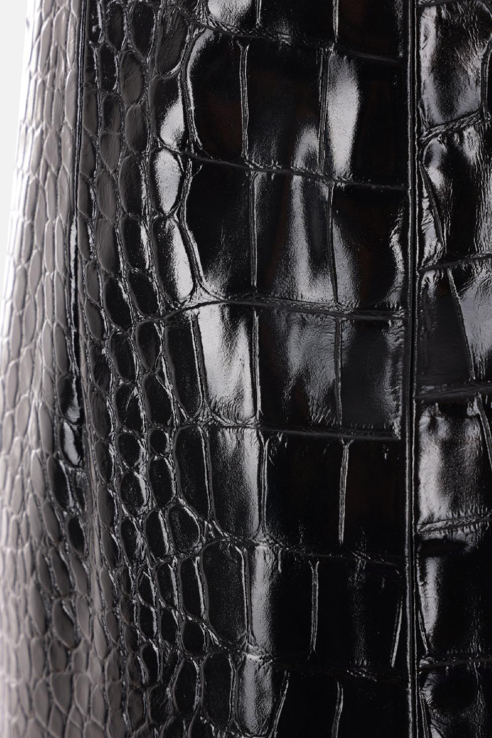 VERSACE gonna in pelle lucida effetto coccodrillo In Saldo