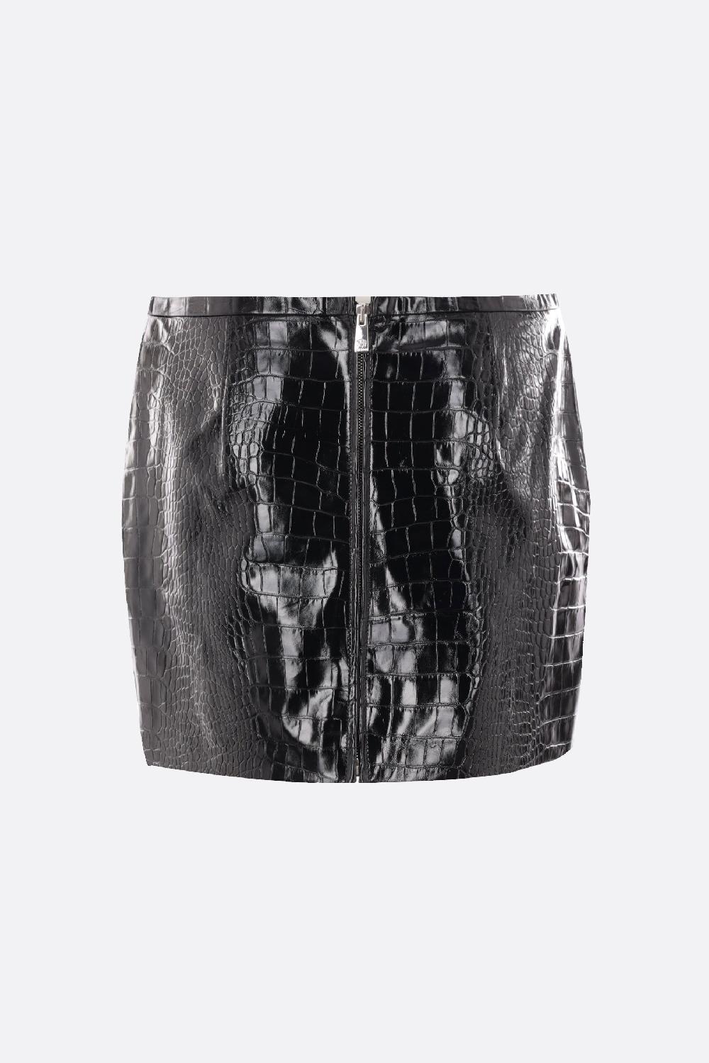 VERSACE minigonna in pelle lucida effetto coccodrillo Nuova