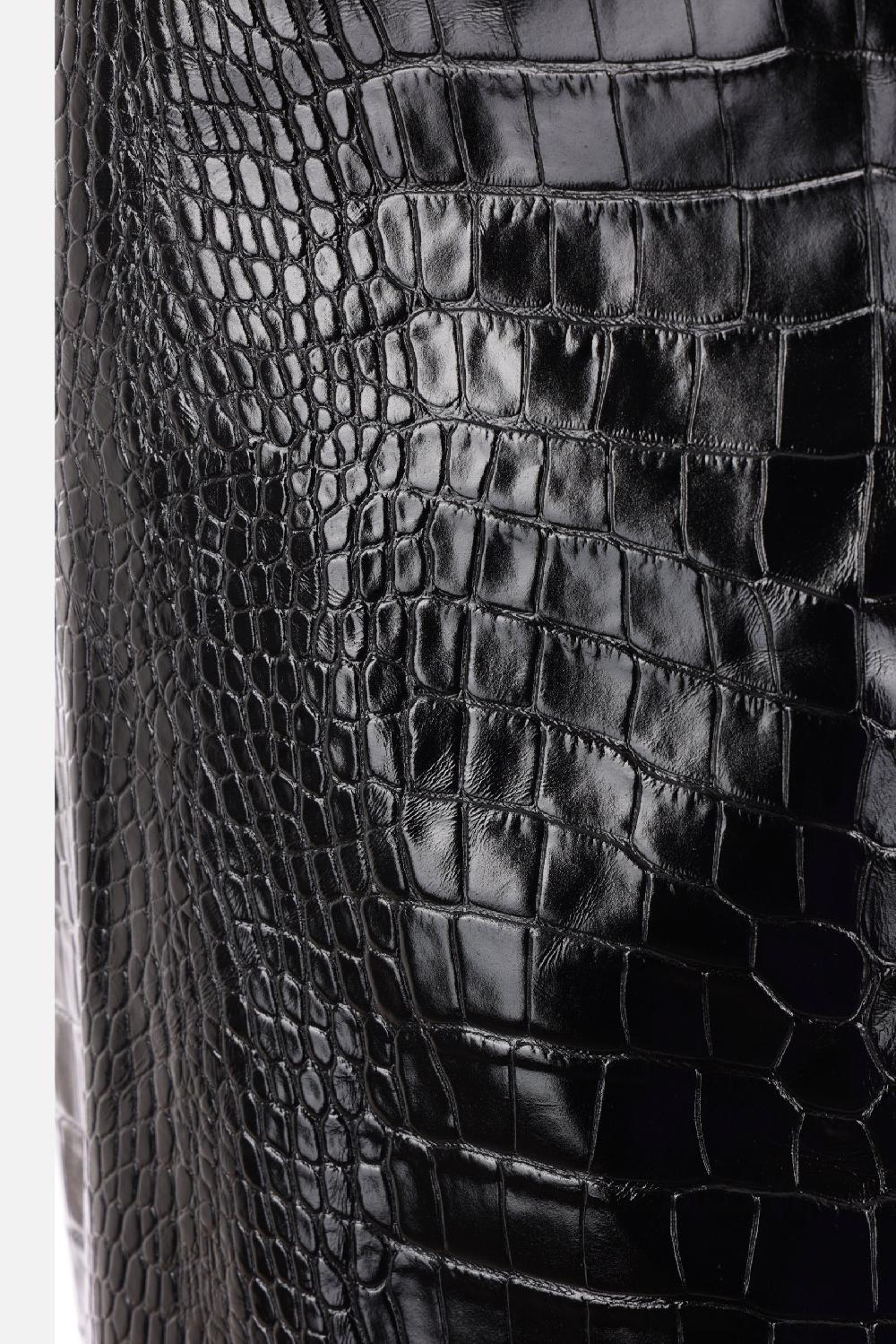 VERSACE minigonna in pelle lucida effetto coccodrillo Nuova