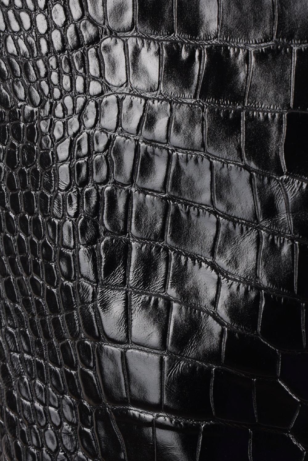 VERSACE minigonna in pelle lucida effetto coccodrillo Nuova