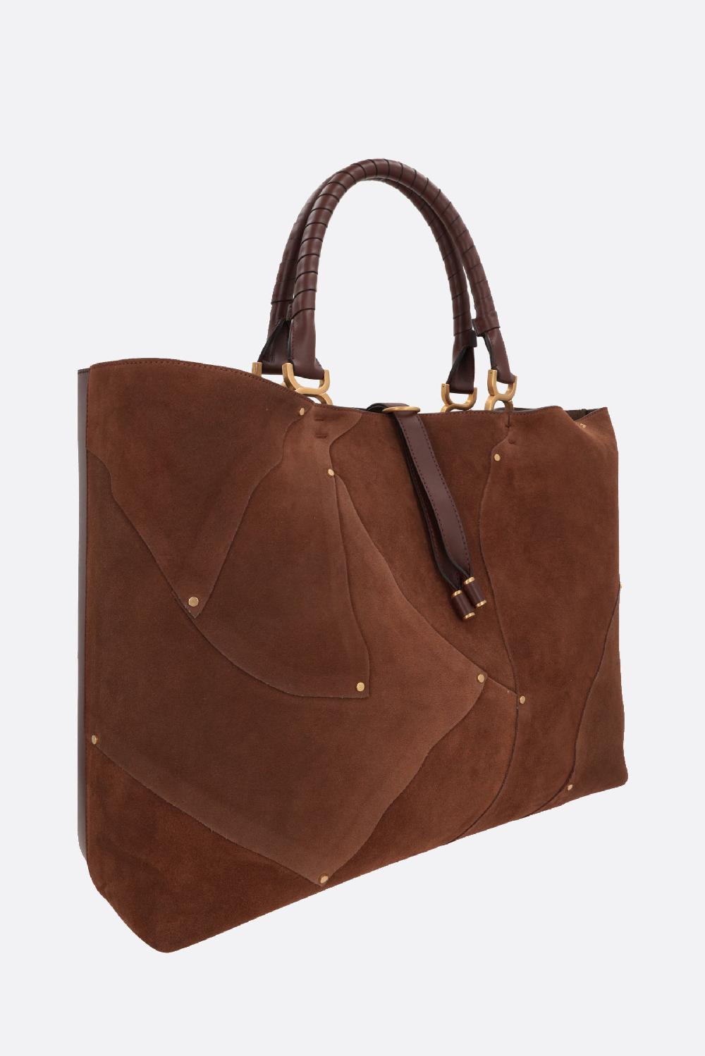 CHLOÉ borsa tote Marcie in suede e pelle liscia Fornitura limitata