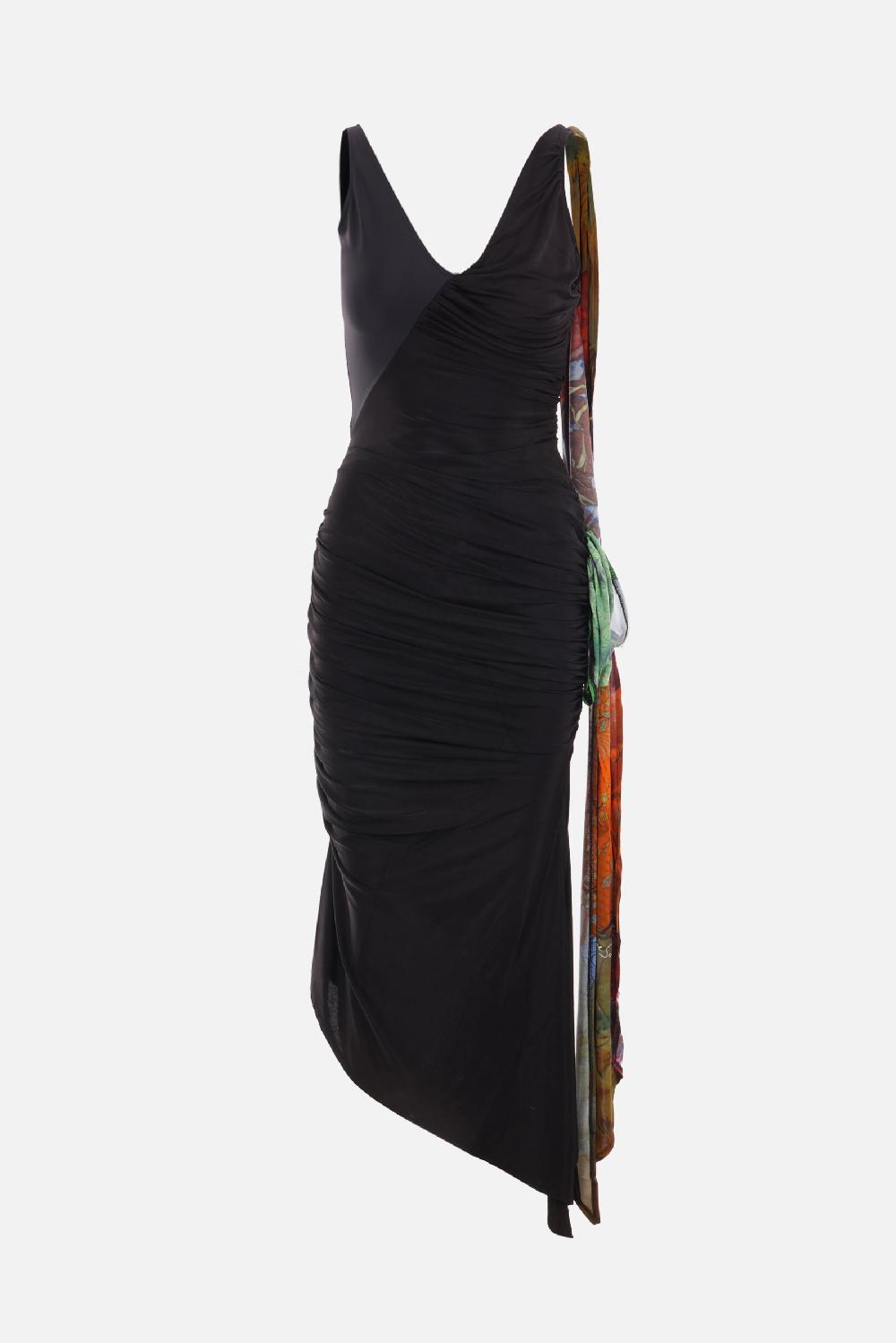 MARINE SERRE abito smanicato Body Shelter in jersey rigenerato drappeggiato