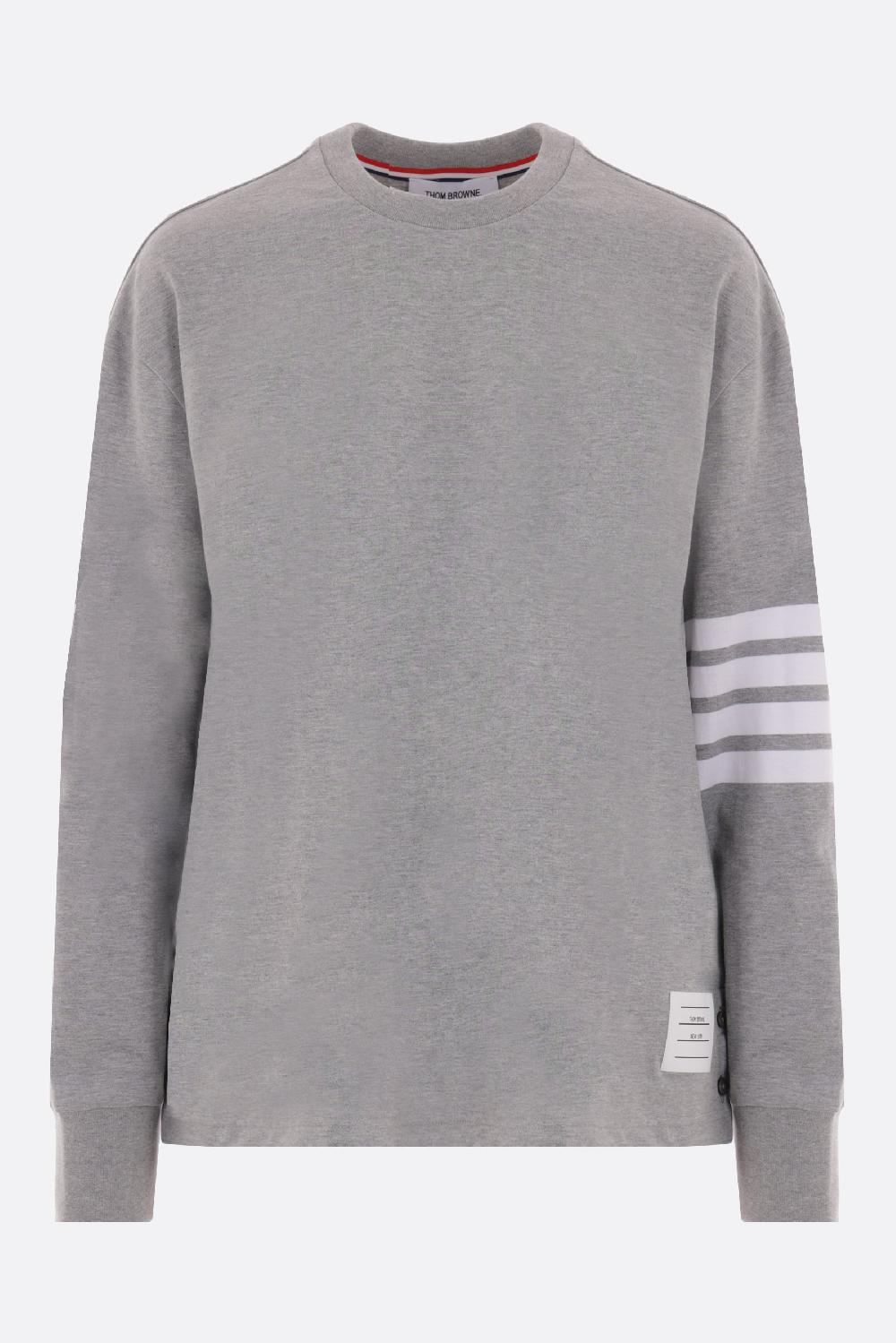 THOM BROWNE t-shirt a maniche lunghe in cotone con dettaglio 4-bar