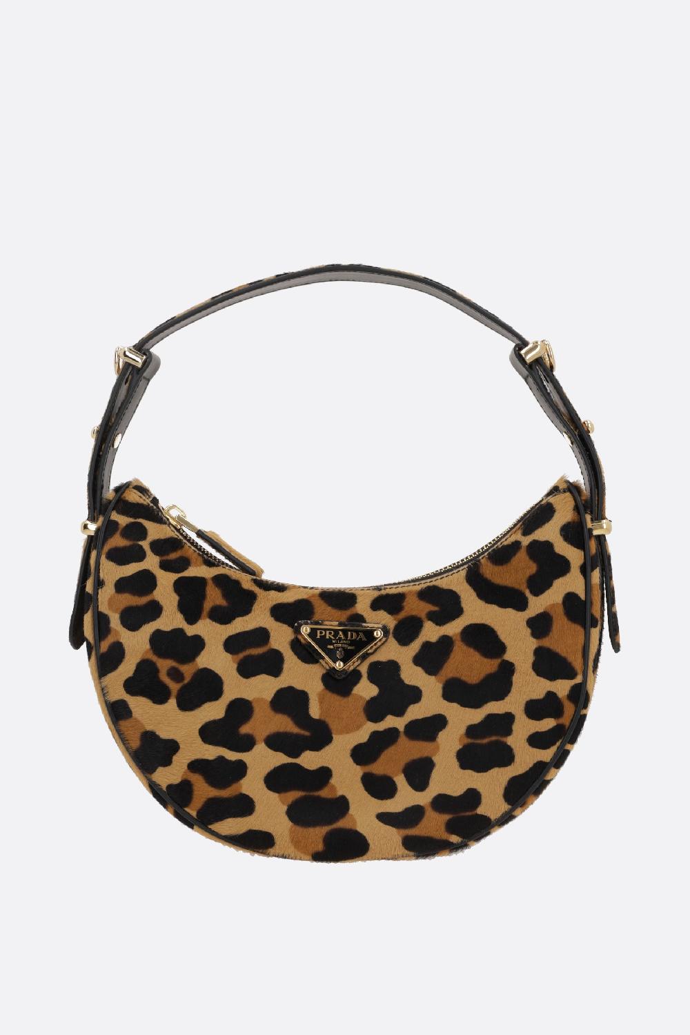 PRADA borsa a spalla Prada Arqué in cavallino stampa leopardo