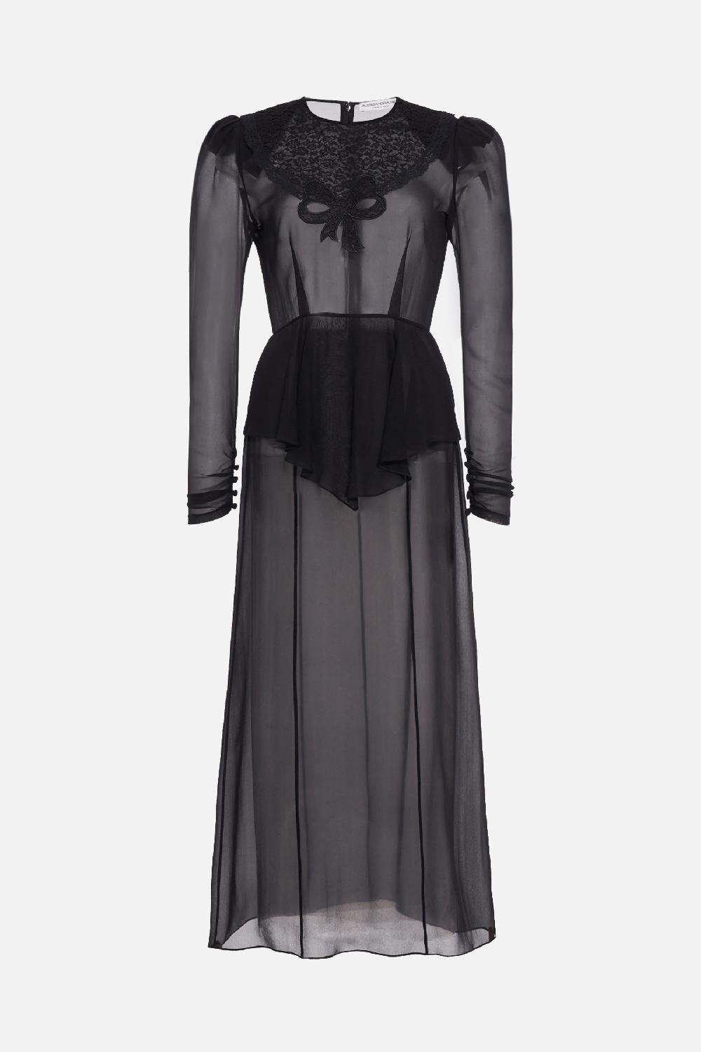 ALESSANDRA RICH abito lungo in georgette e pizzo