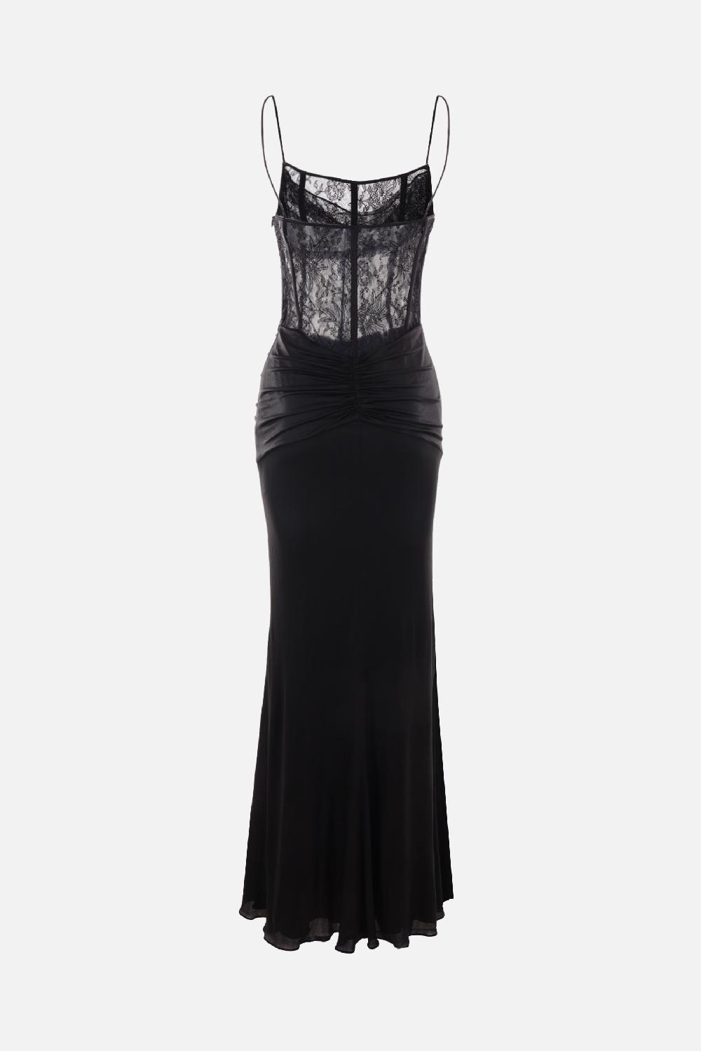 ALESSANDRA RICH abito lungo in jersey laminato e pizzo Negozi Online