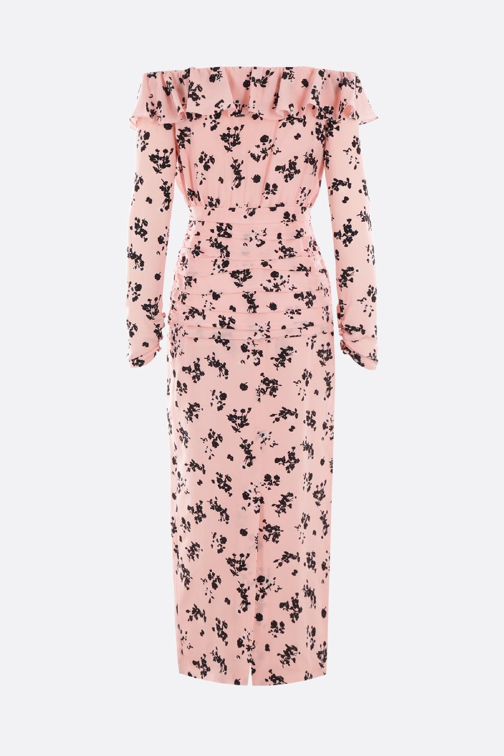 ALESSANDRA RICH abito off-the-shoulder in seta stampa floreale Fino Al -60%