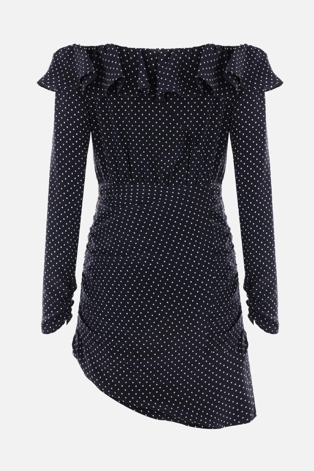 ALESSANDRA RICH miniabito off-the-shoulder in seta a pois Shopping Online