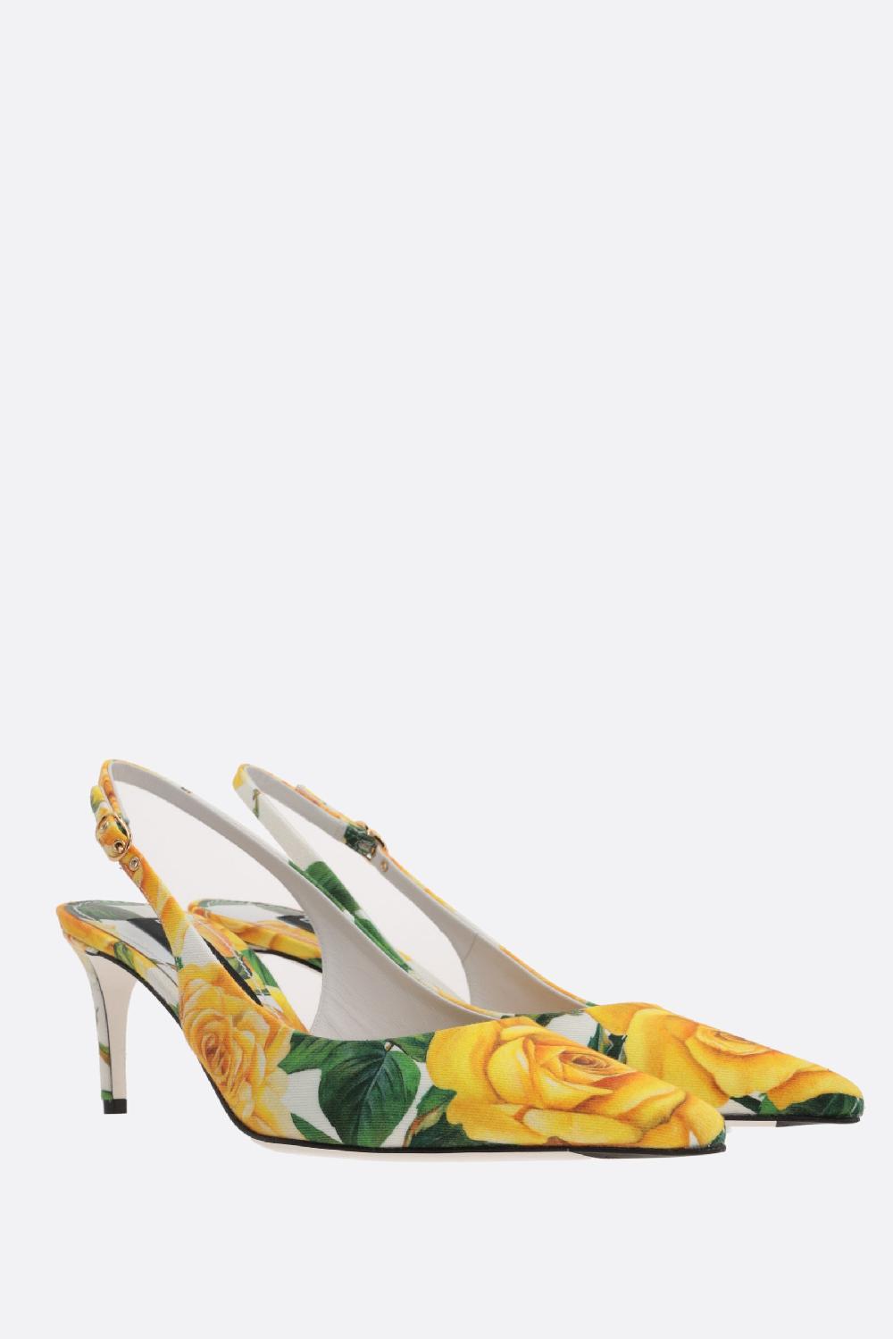DOLCE & GABBANA slingback in gabardine stampa Rose Gialle Affare Del Giorno