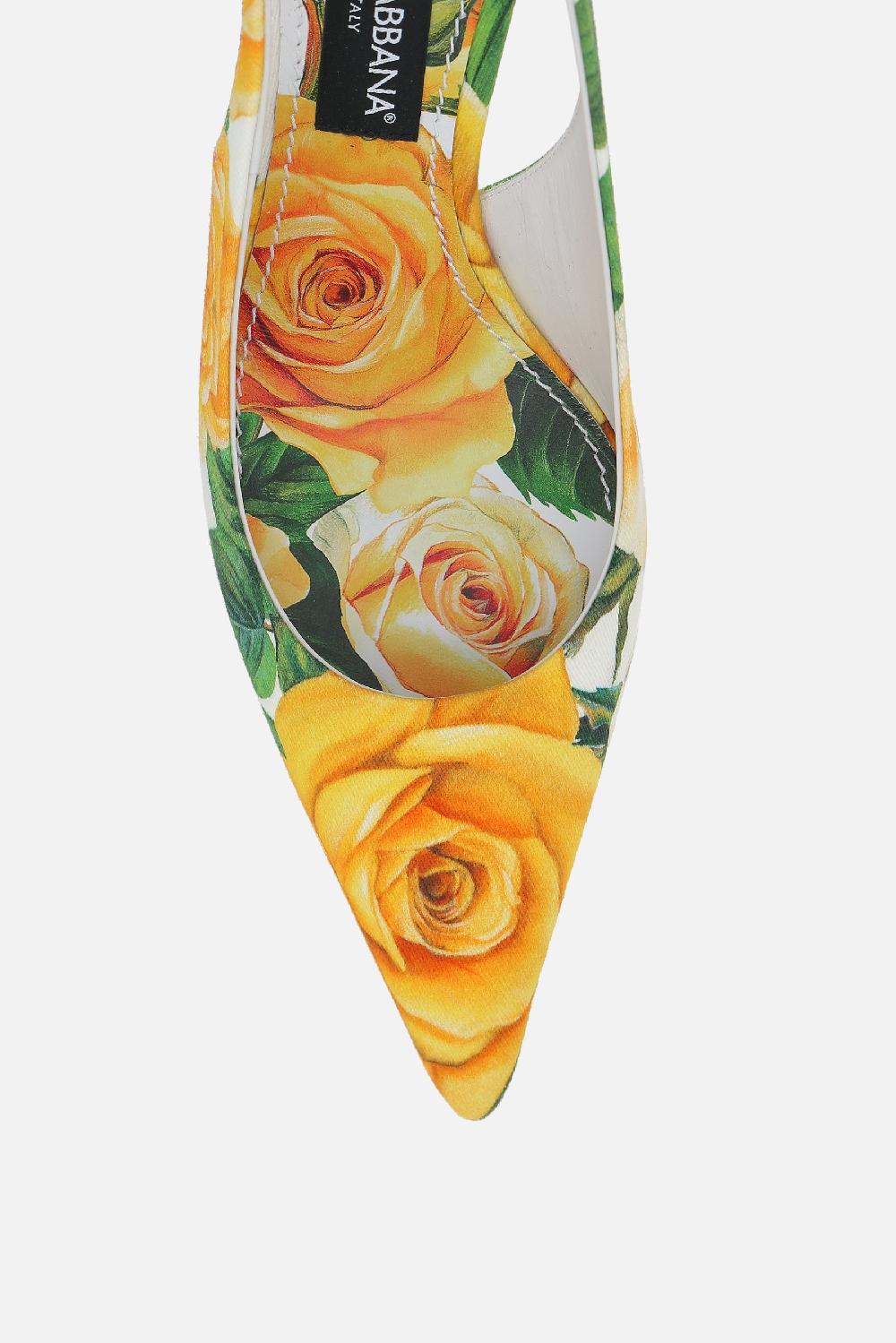 DOLCE & GABBANA slingback in gabardine stampa Rose Gialle Affare Del Giorno