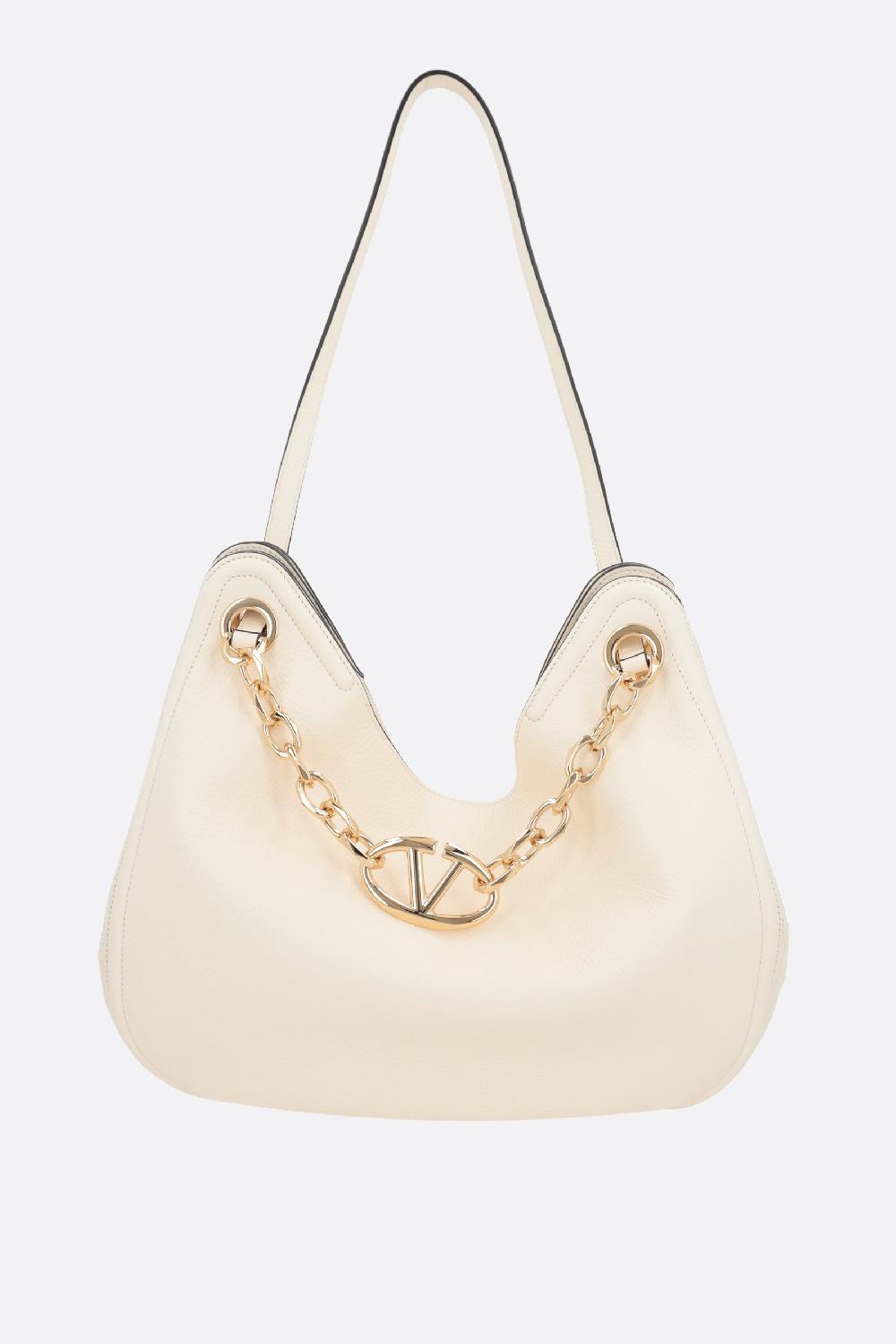 VALENTINO GARAVANI borsa hobo VLogo Gate in pelle martellata
