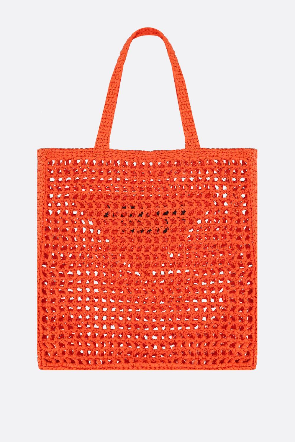 PRADA borsa shopping in rafia sintetica ricamo logo Negozio online di fabbrica