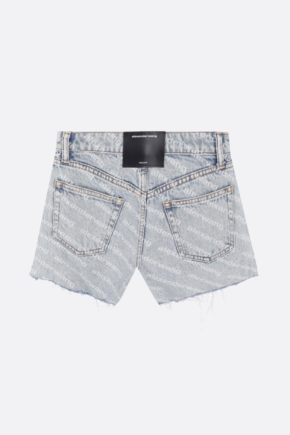 ALEXANDER WANG shorts in denim stampa logo Offerta speciale