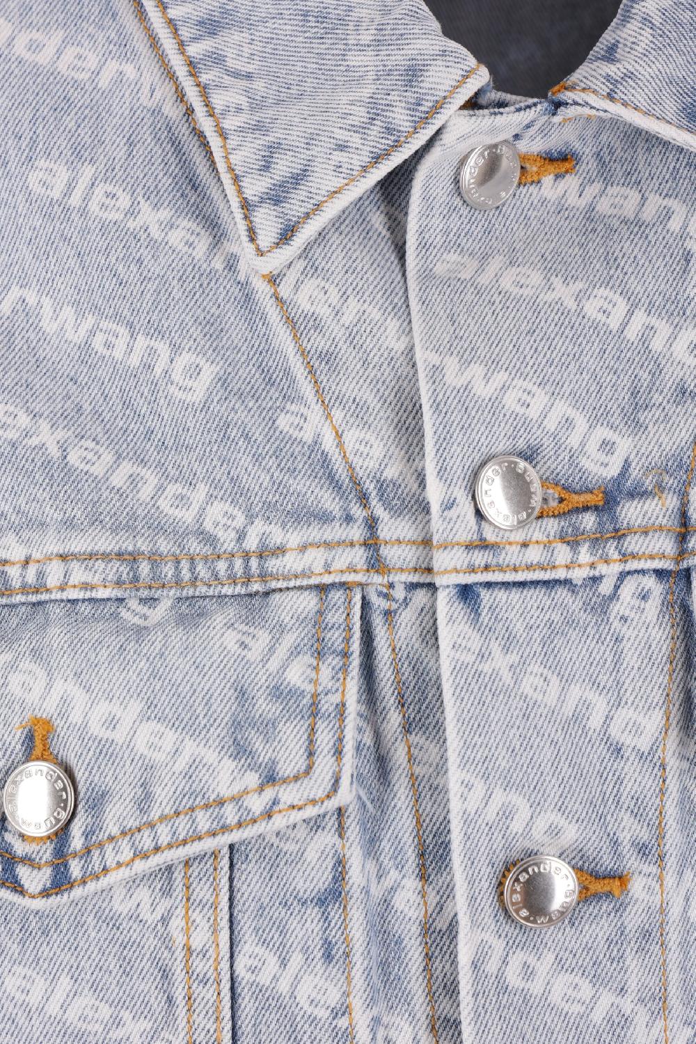 ALEXANDER WANG giubbotto in denim stampa logo Comprare a buon mercato